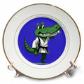 3dRose Funny Alligator Practicing Karate Kick Martial Arts - Plates (cp-385330)