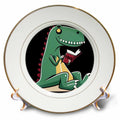 3dRose Cute Funny T-rex Dinosaur Reading Book Called Cobol Programming - Plates (cp-385418)