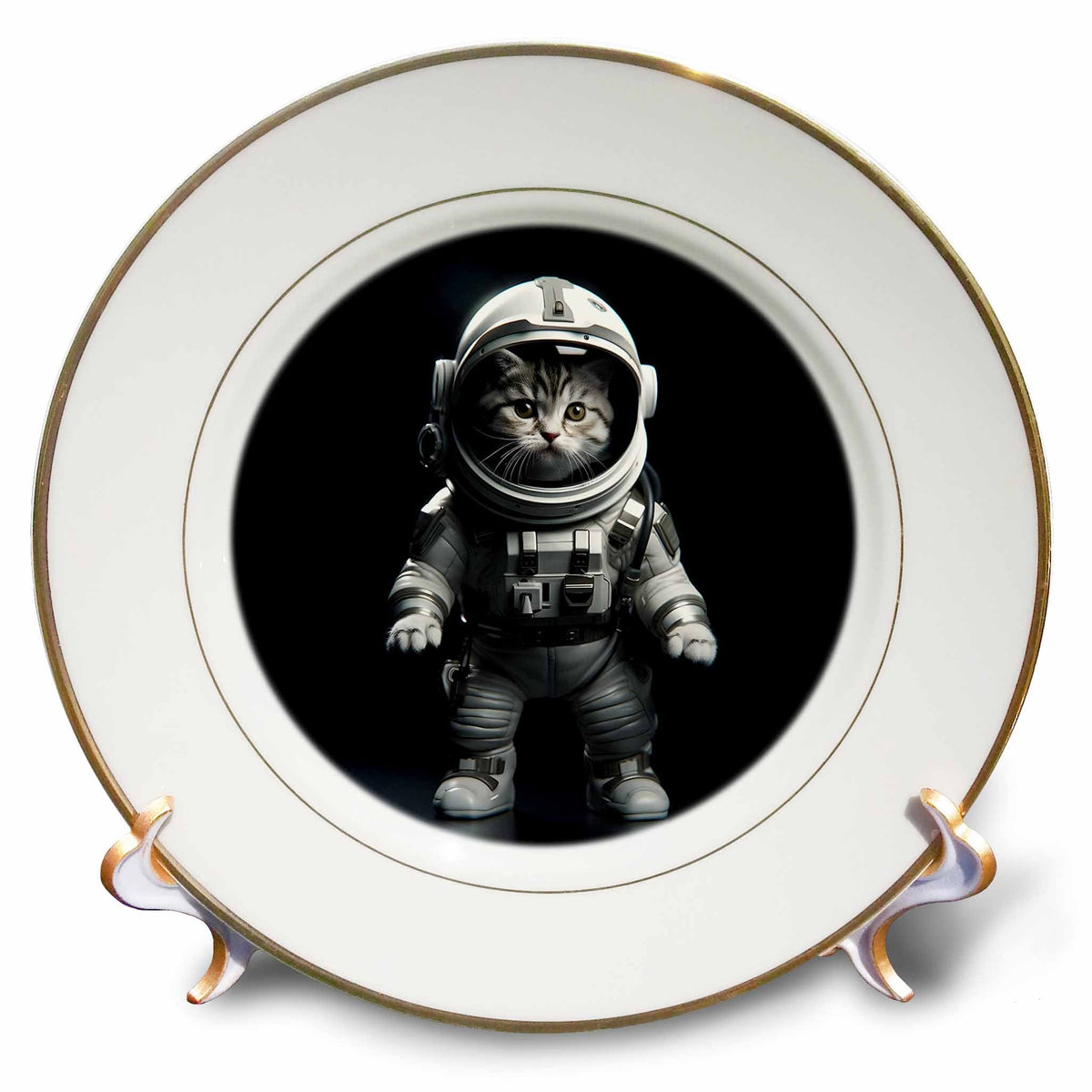 3dRose Space Kitten in Astronaut Suit Exploring New Worlds - Plates (cp-385458)