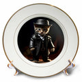 3dRose Adorable gangster kitten dressed as a mob boss - Plates (cp-385459)