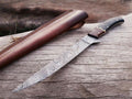 Custom Handmade Damascus Steel Fishing Fillet Knife - 13" Blade with Rosewood and Buffalo Horn Handle & Leather Sheath | Best Flexible Fillet Knives