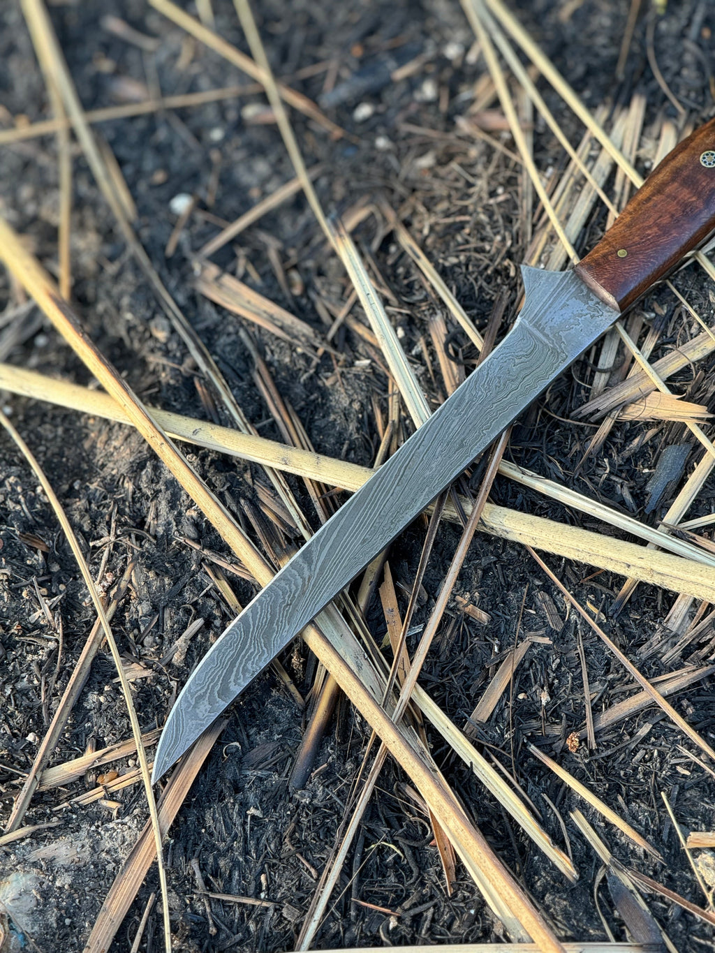 Custom Handmade Damascus Steel Fishing Fillet Knife - 13" Blade, Rosewood Handle with Steel Bolster & Leather Sheath | Superior Flexible Fillet Knife