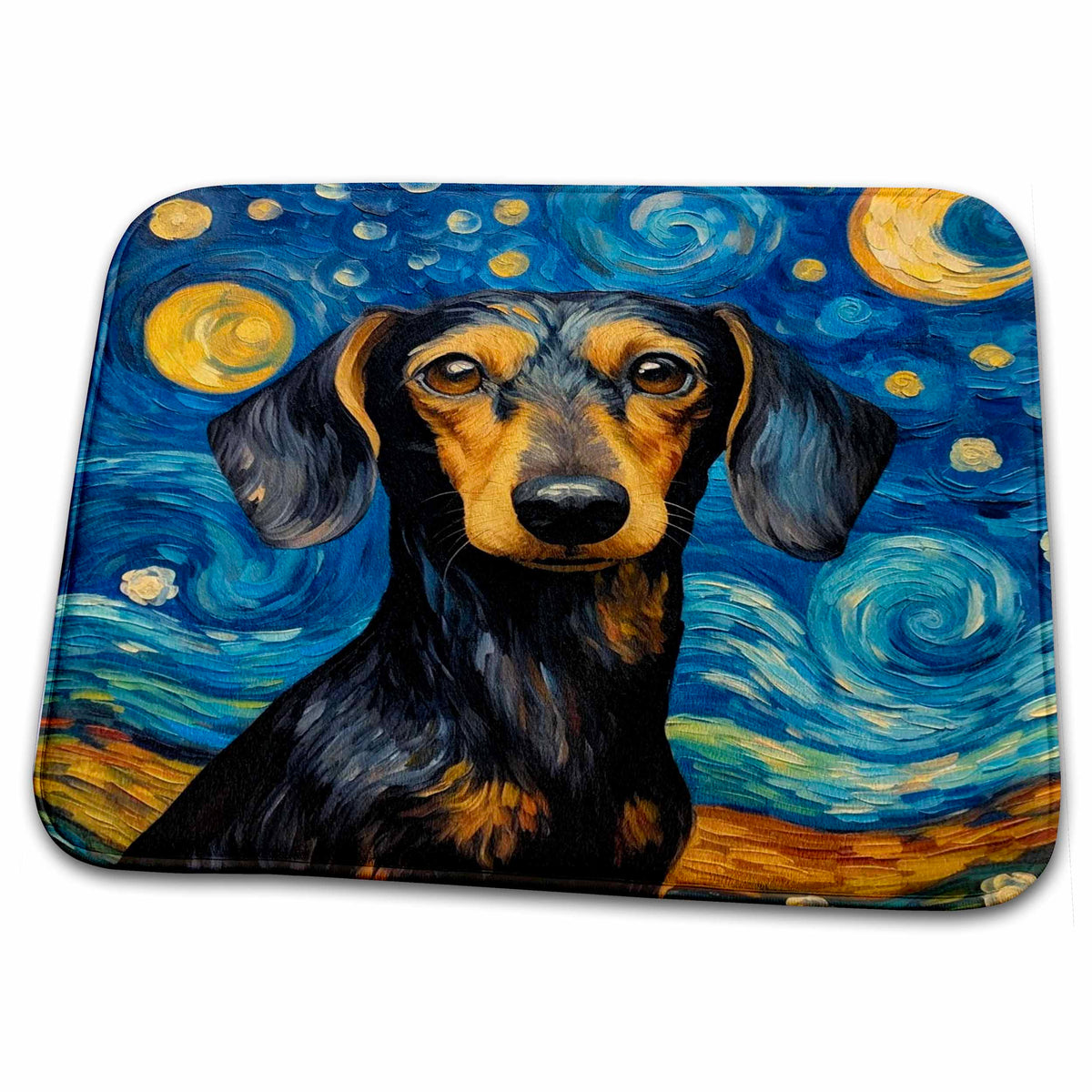 Dish Drying Mat - Dachshund portrait in Post-Impressionism style CR Media - Illustrations