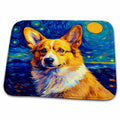 Dish Drying Mat - Pembroke Welsh Corgi portrait in Post-Impressionism style CR Media - Illustrations