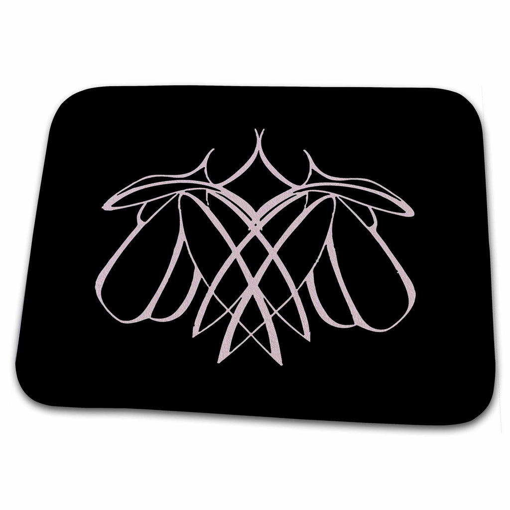 Dish Drying Mat - Lesbian Lovers Harmony Together Vector White Tattoo Art Line Drawing - Lesbian Relationship