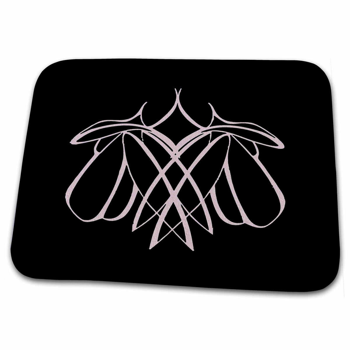 Dish Drying Mat - Lesbian Lovers Harmony Together Vector White Tattoo Art Line Drawing - Lesbian Relationship