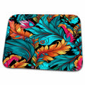 Dish Drying Mat - Bright Teal Orange and Pink Feather Background Backgrounds - Anne Marie Baugh