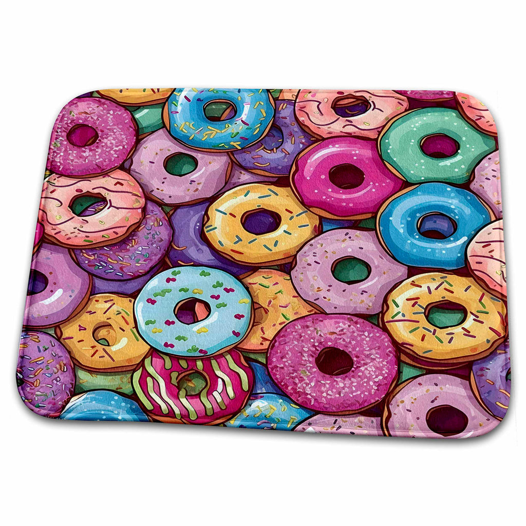 Dish Drying Mat - Colorful Donut Background Backgrounds - Anne Marie Baugh