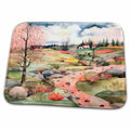 Dish Drying Mat - Pretty House In A Meadow Collage Background Backgrounds - Anne Marie Baugh