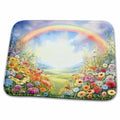 Dish Drying Mat - Pretty Flower Field With A Rainbow Background Backgrounds - Anne Marie Baugh