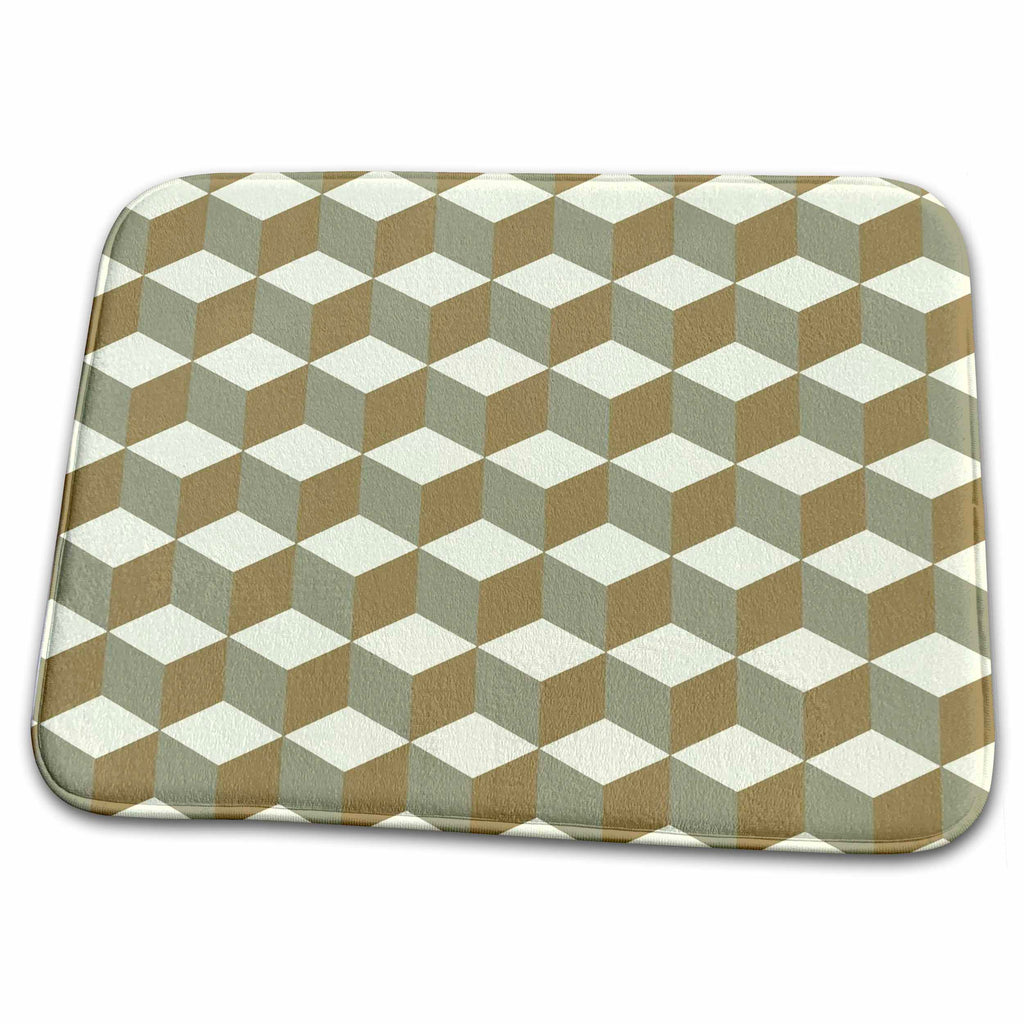 Dish Drying Mat - Diamond Repeating Pattern In Dark Grey Light Gray Gray and Greige Digital Art - Honeycomb Pattern