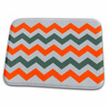 Dish Drying Mat - Chevron Pattern In Grey Light Grey and Orange Digital Art - Chevron Pattern