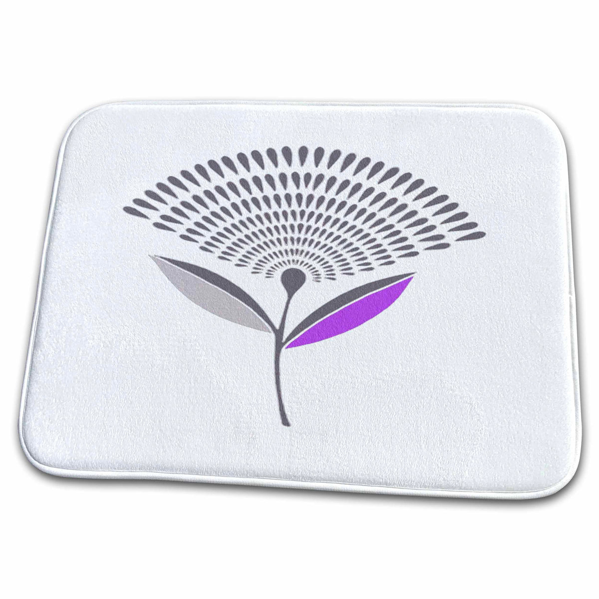 Dish Drying Mat - Mid Century Modern Dandelion Seed Head In Lilac Vector Art - Dandelion Seed Head