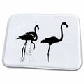 Dish Drying Mat - Minimalistic Three Flamingos Black Silhouette Vector Art - Flamingo