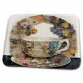 Dish Drying Mat - Mixed Media Collage Teacup AI Generated Digital Art