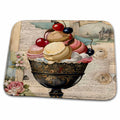 Dish Drying Mat - Vintage Ice Cream Sundae Mixed Media Collage AI Generated Digital Art