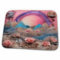 Dish Drying Mat - Pink Mountains and Flowers Collage Digital Art