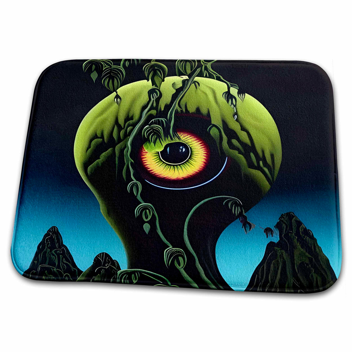 Dish Drying Mat - Horror Plant With an Eyeball Digital Art
