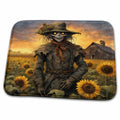 Dish Drying Mat - Horror Scarecrow in a Sunflower Field Digital Art