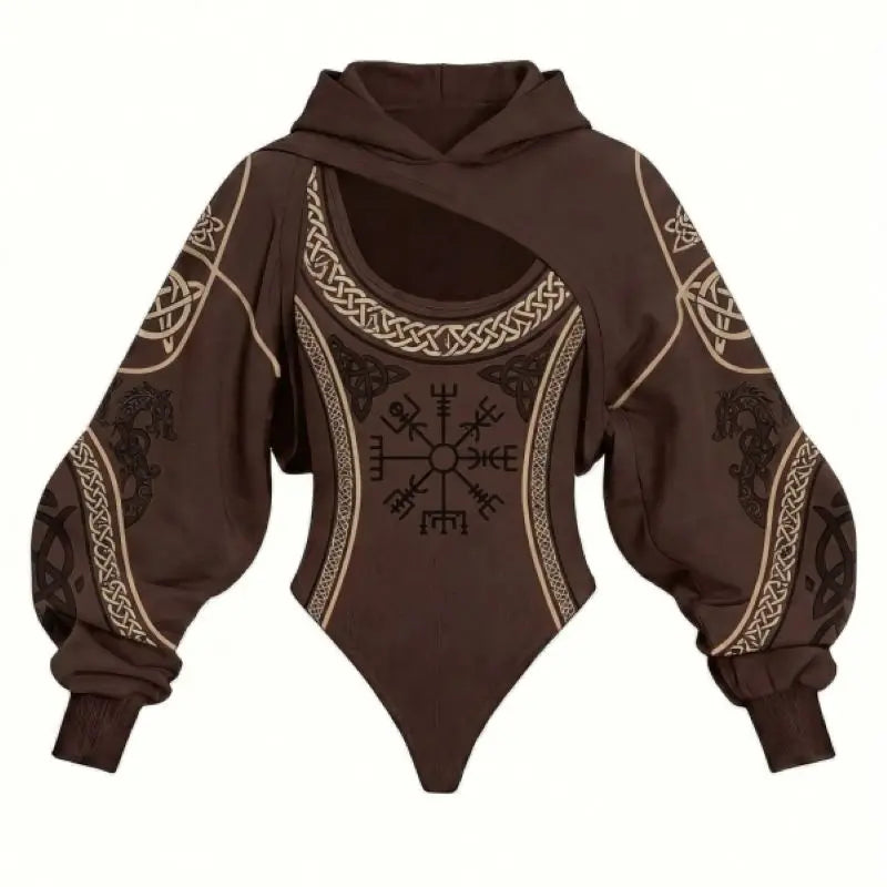 Women’s Viking Print Hooded Jumpsuit Set