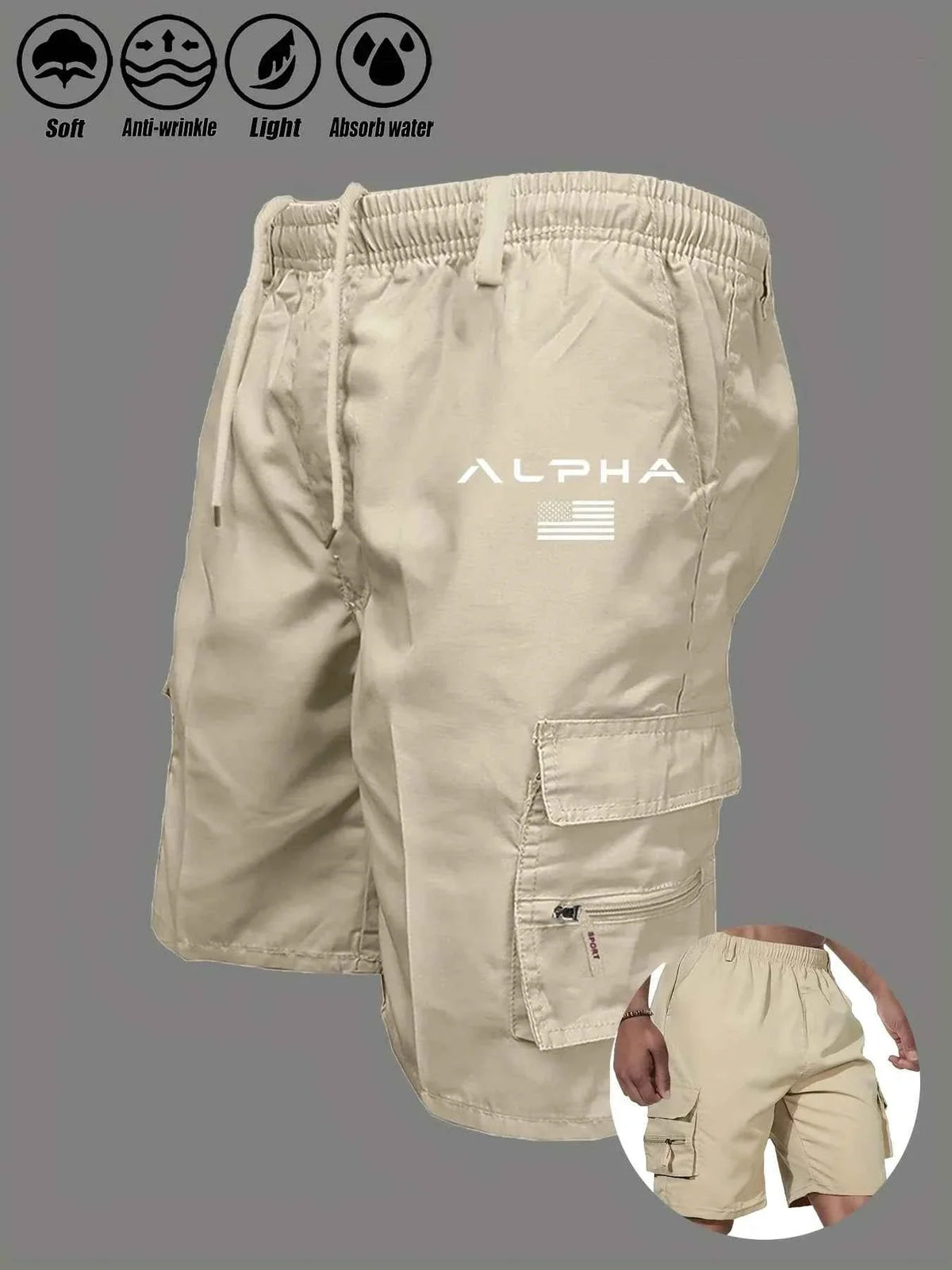 American Flag Eagle Cargo Shorts - Multi-Pocket