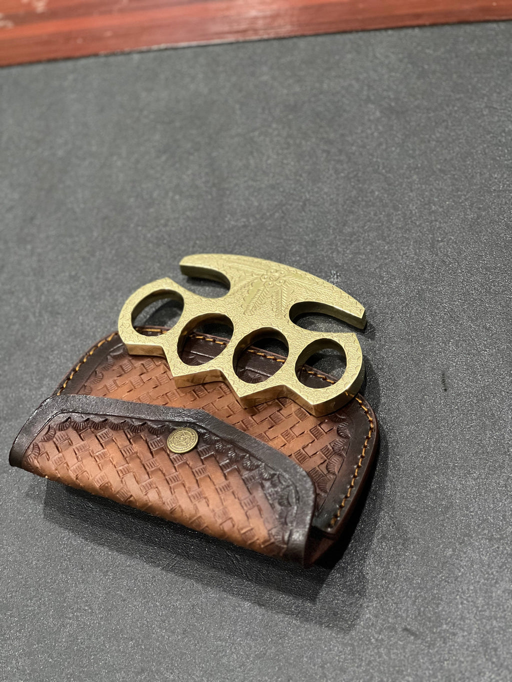 Brass Knuckles – Solid Brass with Leather Belt Case | Handmade Self-Defense Gear