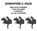 Partisan Disruptor FRT 3-Pack (Black) — AR-15 Drop-In Forced Reset Trigger (USA Made)