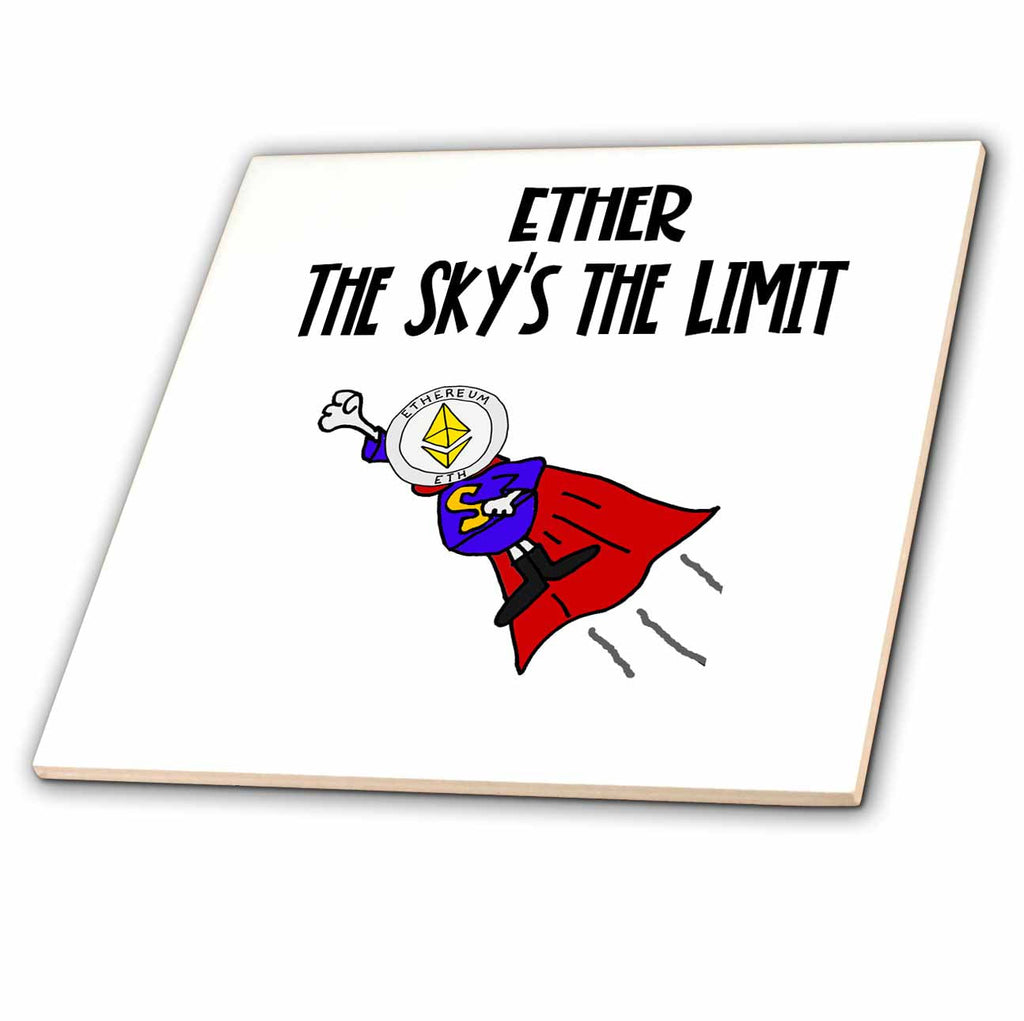 3dRose Funny Ether Digital Currency Crypto Superhero Cryptocurrency Cartoon - Tiles (ct_348534)