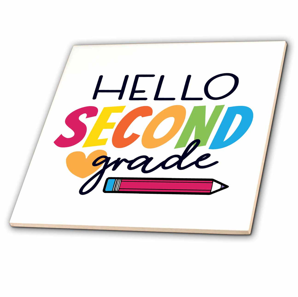3dRose Janna Salak Designs Back to School - Hello Second Grade - Tiles (ct_351087)