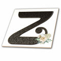 3dRose Monogram Initial Z with Pretty White Floral - Tiles (ct_354711)