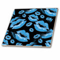3dRose Two Kisses Collided Lip Boyish Blue Lips Pattern - Tiles (ct_357231)