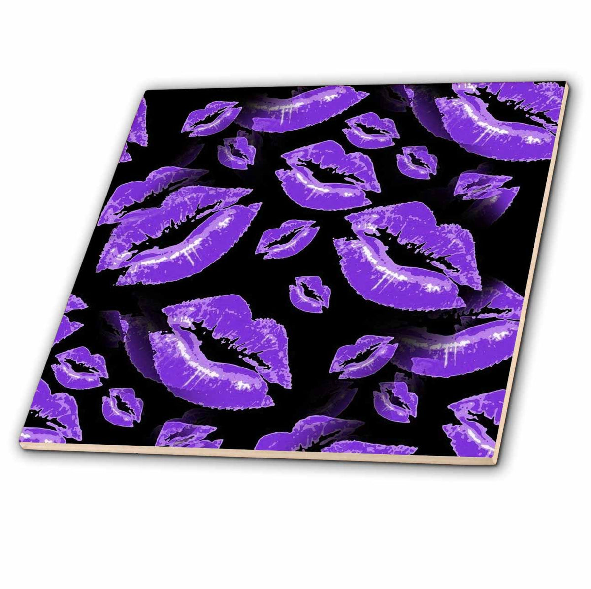 3dRose Two Kisses Collided Luscious Lilac Colored Lips Pattern - Tiles (ct_357239)