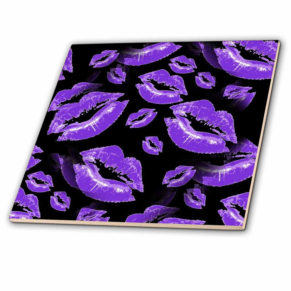 3dRose Two Kisses Collided Luscious Lilac Colored Lips Pattern - Tiles (ct_357239)