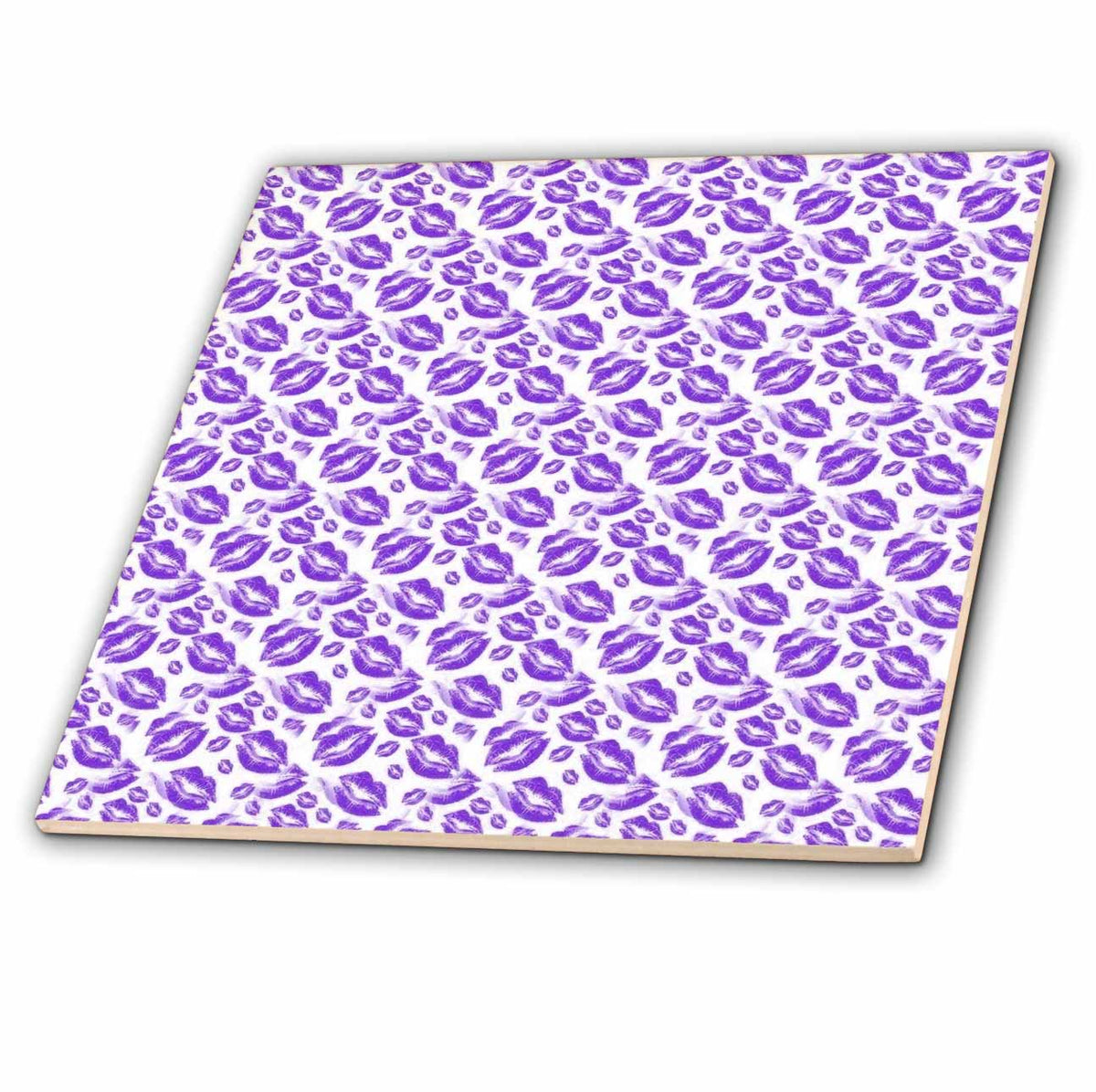 3dRose Two Kisses Collided Luscious Lilac Colored Lips Pattern - Tiles (ct_357242)