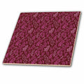 3dRose Pretty Contemporary Pink On Red Leaf Pattern - Tiles (ct_357513)
