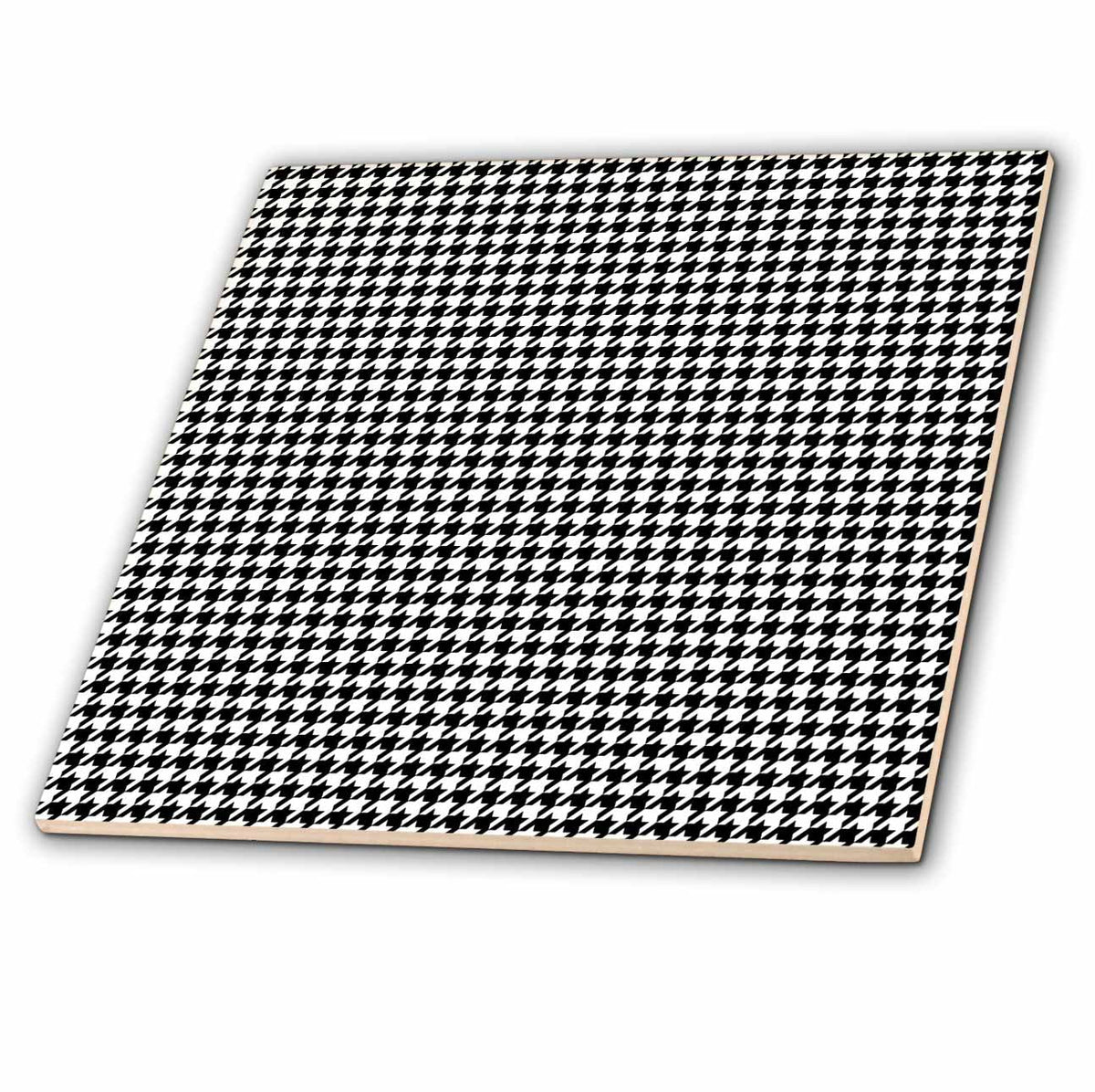 3dRose Anne Marie Baugh - Patterns - Black and White Houndstooth Pattern - Tiles (ct_357518)