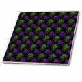 3dRose Glam Green and Purple Image of Glitter Peacock Leaves Pattern - Tiles (ct_357526)
