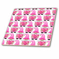3dRose Anne Marie Baugh - Patterns - Cute Pink Heart Gnomes Pattern - Tiles (ct_357543)