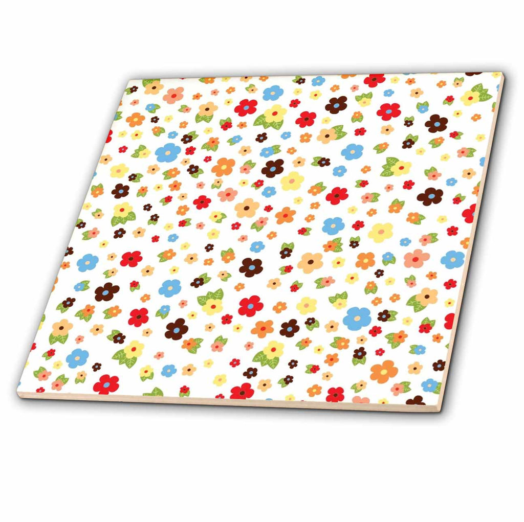 3dRose Rosette - Pattern Prints - Cute Colorful Printed Flowers - Tiles (ct_359260)