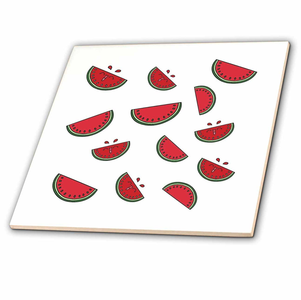 3dRose 3dRose - Rosette - Pattern Prints - Printed Watermelon Design - Tiles (ct-360516)