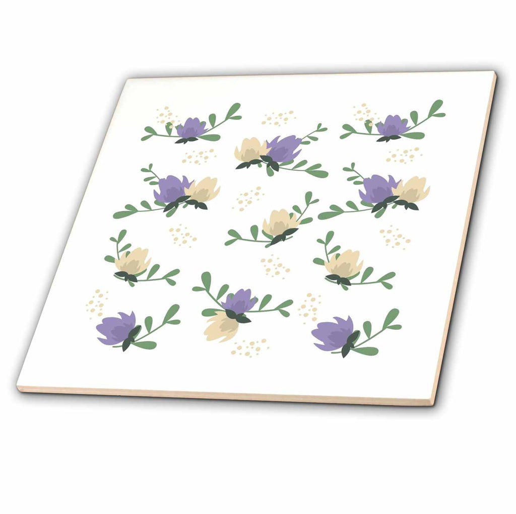 3dRose 3dRose - Rosette - Pattern Prints - Printed Pattern Purple Flower - Tiles (ct-360521)