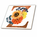 3dRose Pretty Fall Flowers Image of Copper Monogram Initial Z - Tiles (ct-370439)