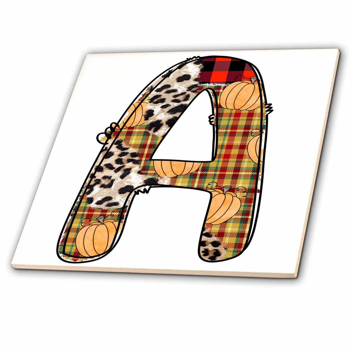 3dRose Cute Fall Patchwork Monogram Initial A - Tiles (ct-370460)