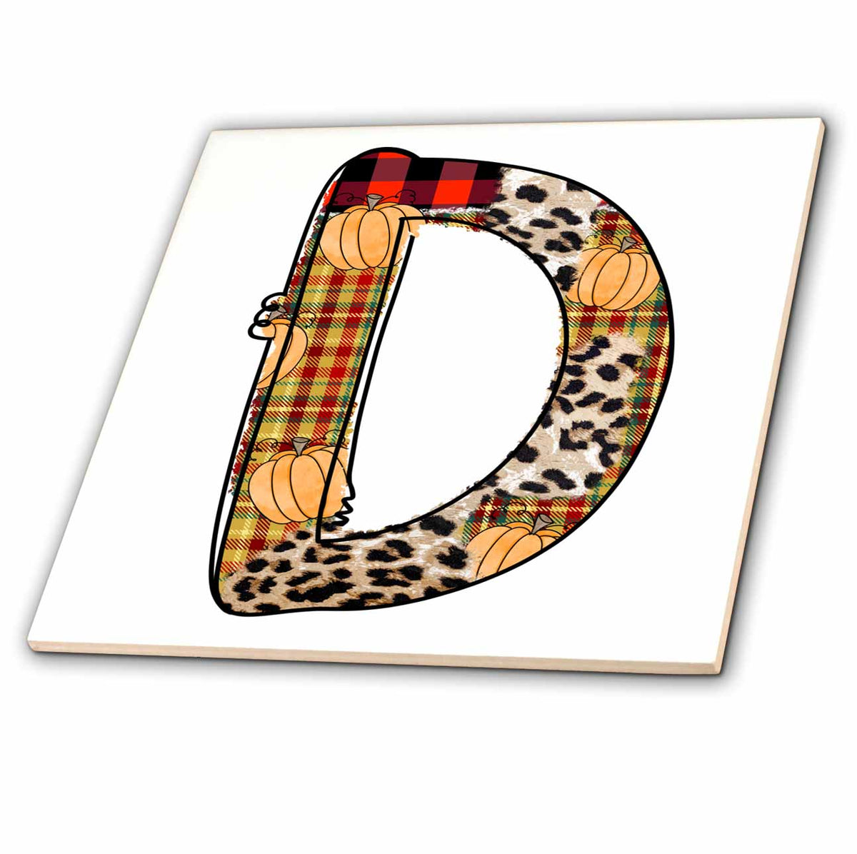 3dRose Cute Fall Patchwork Monogram Initial D - Tiles (ct-370463)