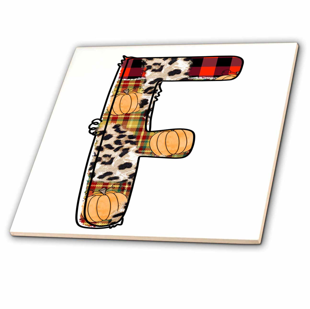 3dRose Cute Fall Patchwork Monogram Initial F - Tiles (ct-370464)
