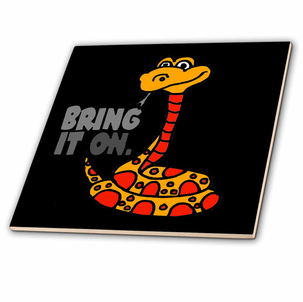 3dRose Cool Funny Bring it on Python Snake Talking to Python Hunters - Tiles (ct-370705)