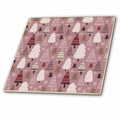 3dRose Cute Pink, Red, and White Modern Christmas Trees Pattern - Tiles (ct-370738)