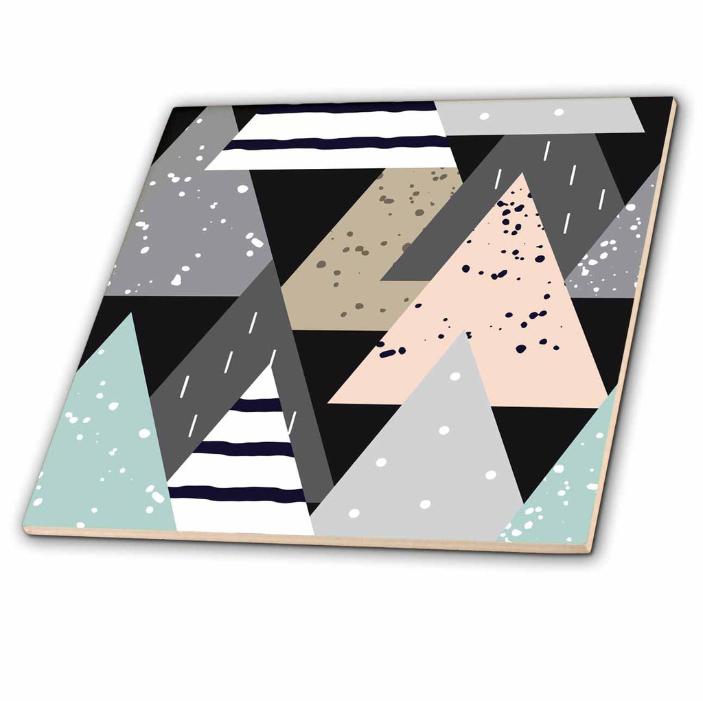 3dRose Ultra Modern Christmas Tree Triangles Pattern - Tiles (ct-370787)