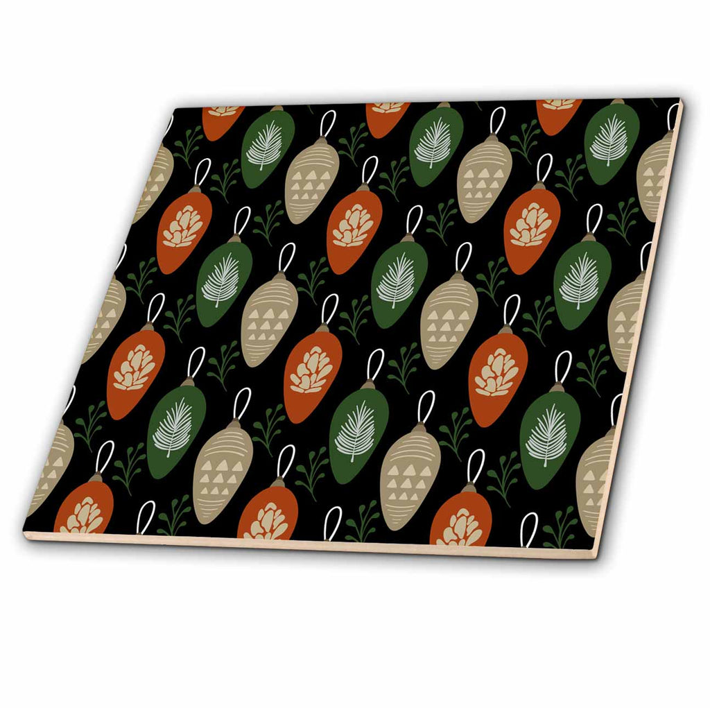 3dRose Earthy Tones Tear Drop Christmas Ornaments Pattern - Tiles (ct-370807)