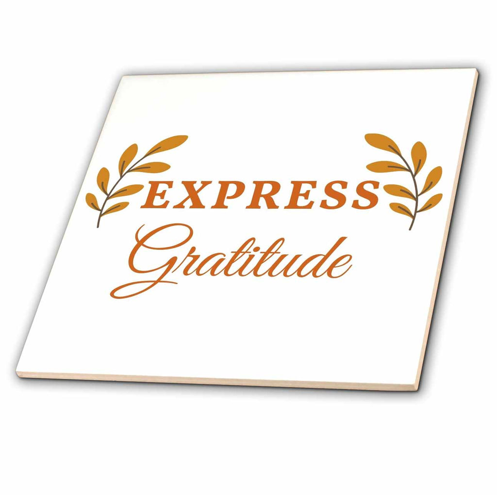 3dRose Simple Text of Express Gratitude - Tiles (ct-371944)